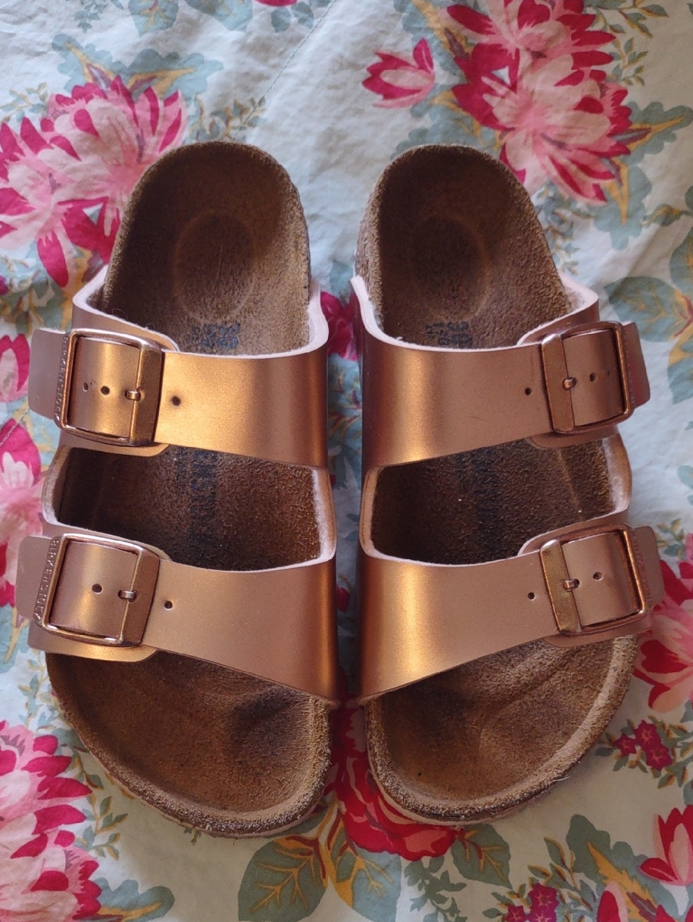 Kids Electric Metallic Copper Rose Gold Birkenstock Arizona Size 30 US 12 12.5